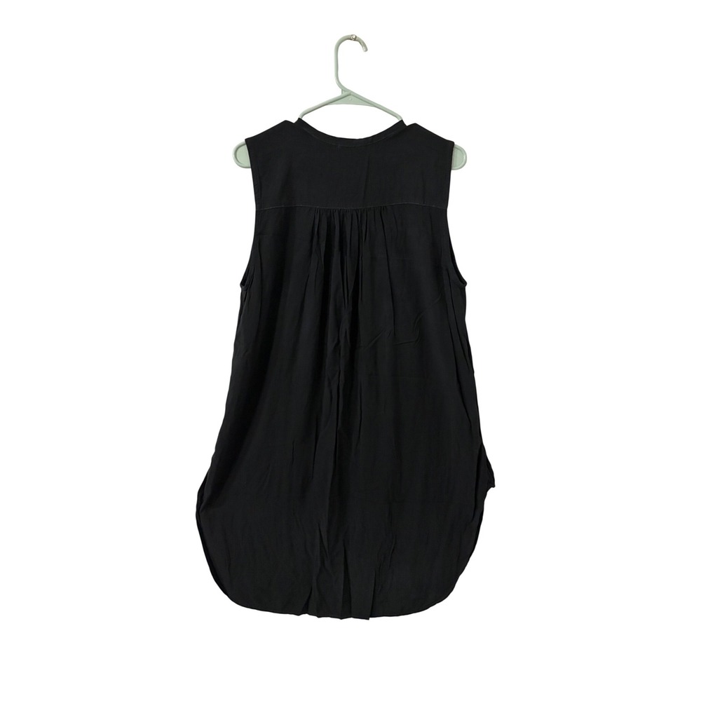 CP Shades Black Rayon Sleeveless Button Tunic Dress Small Made in USA Effortless - Picture 3 of 9